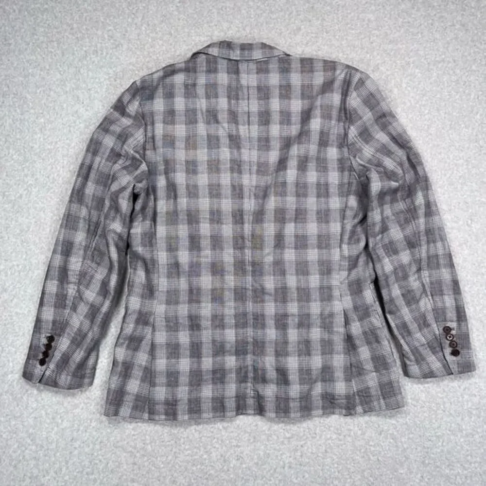 UNTUCKit Blazer 40R Gray Glen Plaid‎ Linen Unstructured Sport Coat Surgeon Cuffs